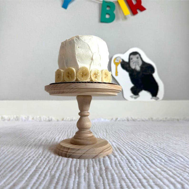 Small Cake Stand One Year Old Pics Cake Smash Birthday Party Cake Stand Modern Farmhouse Riser Home Decor Rustic Wooden Cake Stand for Baby image 6