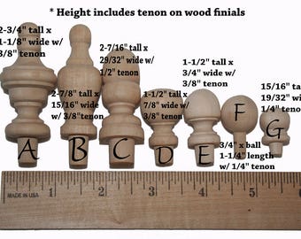 QTY 1- Natural Wood Finials, Jar Tops, Wood Finials, Small Finials, Curtain Ends, Curtain Rods, Decorative Finials, Chair Finials, Bed Post