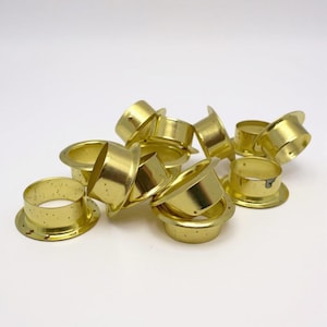 Brass Candle Cup Metal Insert Fits 7/8 Inch Hole Candle Stick Insert Candlestick Metal Ring Grommet Metal Insert Brass Taper Insert Set of 5