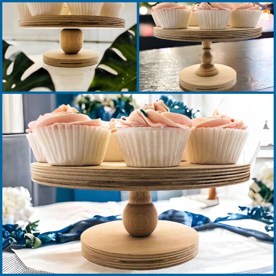 Natural wood cheap cake stand