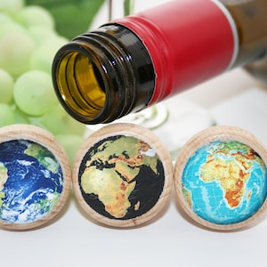 QTY 1- Welt Wein Stopper, Erd Stopper, Land Wein Stopper, Globe, Old World Wein Stopper, Reise Geschenk, Wein Stopper Geschenk, Vino