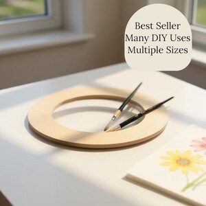 Custom Wood Ring Shape DIY Circles Frame Round Picture Frame Door Wreath Wood Craft Shapes Craft Ring DIY Frame Circle Ring 1/2 Inch Thick image 7