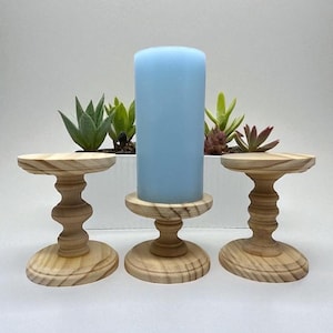 Wood Pillar Candle Holder Candlestick Holder Wedding Candlestick Holders Wood Pillar Candle Holder Home Decor Farmhouse Plant Stand Set of 3