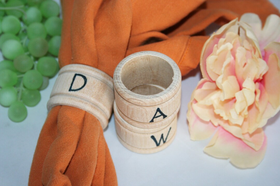 QTY 1 Letter Napkin Ring Holders Stamped With Your Letter of Choice