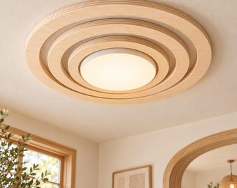 Wood Ceiling Ring Light Fixture Canopy Cover Recessed Light Trim Ring Baltic Birch Wooden Surround Pendant Chandelier Ceiling Medallion 1/2"
