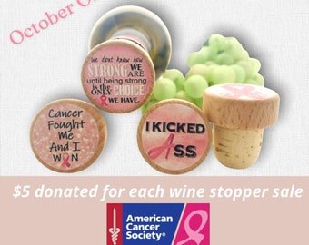 QTY 1- Breast Cancer Wine Stopper, Breast Cancer Gift, Breast Cancer Awareness, Cancer Gift, 5 Breast Cancer Wine Stoppers Designs,Wine Gift