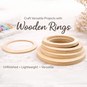 Custom Wood Ring Circle Craft Supply DIY Project Wreath Base Round Frame Blank Wood Hoop Wall Decor Clock Making Rustic Design 1/4" Thick