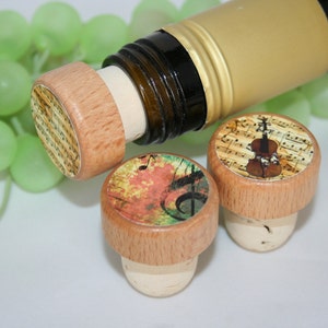 QTY 1 Music Wine Stopper, Wine Stopper, Cork Stopper, Music Sheet Stopper, Wine Cork, Wedding Stopper, Wine Gift, Music Lover Gift image 3