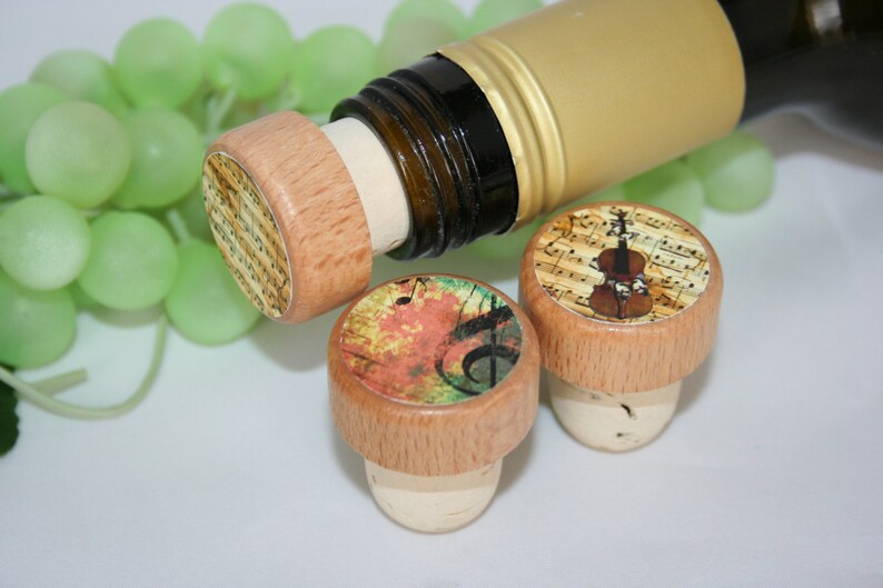 QTY 1 Music Wine Stopper, Wine Stopper, Cork Stopper, Music Sheet Stopper, Wine Cork, Wedding Stopper, Wine Gift, Music Lover Gift image 3