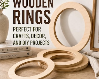 Bulk Wood Ring Cutout Circle Frame Round Picture Frame Door Wreath Craft Shape DIY Crafts Clock Frame Wooden Ring 1/4 Inch Thick Ring Mold