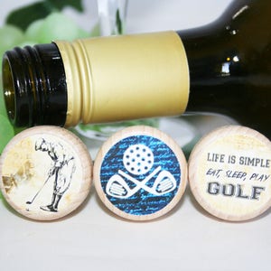 Golf Wine Stopper Golf Gift Golf Lover Fathers Day Gift Wine Lover Wine Stopper Wedding Gift Wedding Favor, PGA Tour, Cork