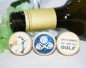 QTY 1- Golf Wine Stopper, Golf Gift, Golf Lover, Fathers Day Gift, Wine Lover, Wine Stopper, Wedding Gift, Wedding Favor, PGA Tour, Cork