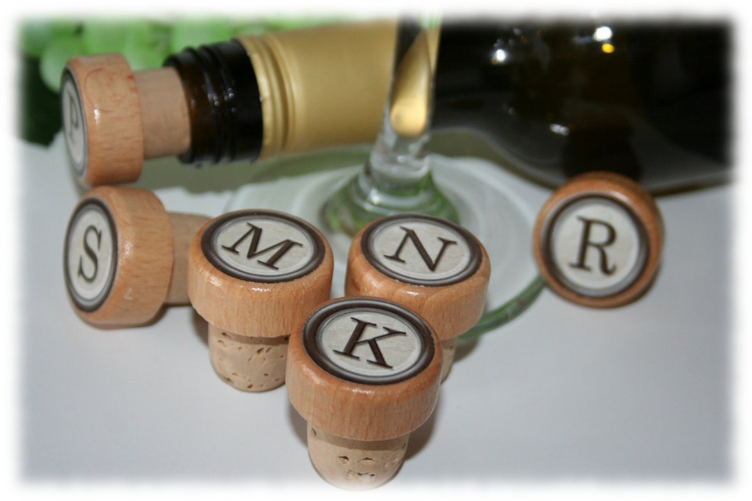 QTY 1 Monogram Wine Stoppers, Lettered Wine Stopper, Wedding Wine