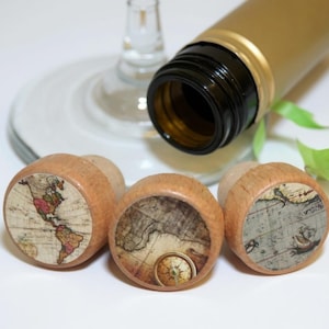 World Map Wine Stopper Globe Wine Stopper Old World Travel Gift Cork Bottle Stopper Party Favor House Warming Gift Idea Reusable Stopper