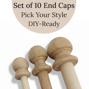 Tapa de extremo pequeña para proyectos de bricolaje, tapa de extremo de pasador para muebles de casa de muñecas, remate de madera maciza, pieza decorativa, extremo de barra de cortina, poste de silla, juego de 10