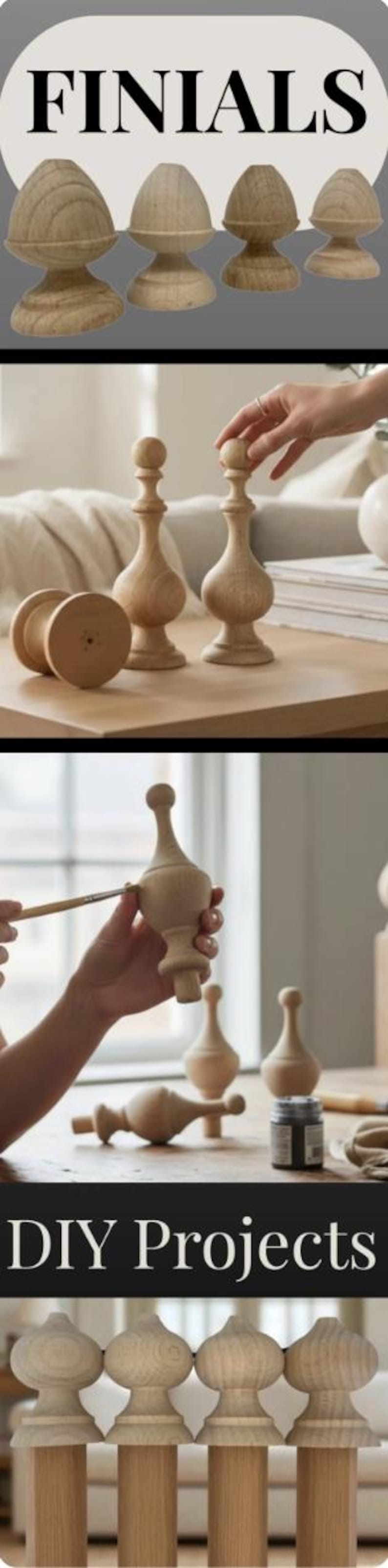Unfinished Maple Finial Wood Craft Supply Kit Furniture Curtain Treatment Rod End Chair Large Bedpost Topper Decoration Jar Top Home Accent image 17