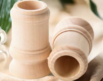 QTY 1- 2.5" Tall Wood Candlestick Holders, Wedding Accents, Home Decor, Cake Tier Spacer, Table Decor, Candlecup Holder, Home Decor