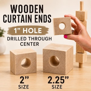 Natural Wood Cubes with Holes Large Wood Blocks for Threading Craft Blocks Wooden Toy Block with Hole Cube Set of 5 Blocks Various Sizes