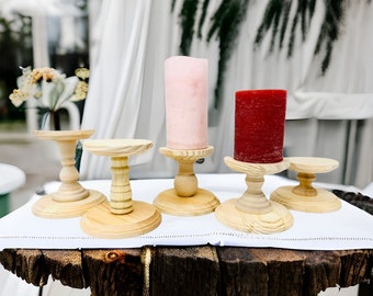 QTY 1- Natural Wooden Pillar Candlestick Holders, Candlestick Holders, Wedding Table Candlestick Holders, Rustic Candlestick Holder, Riser