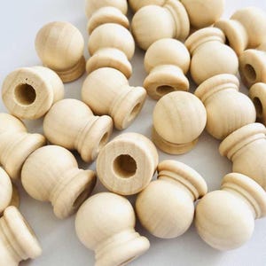 Wood Finial Caps Jar Tops Small Finials Curtain Ends Curtain Rod Decorative Finials Mini Chair Finials DIY Dowel End Caps Set of 10