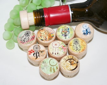 QTY 1- Indian Print Wine Stopper, Aztec Wine Stopper, Indian Gift, Wedding Favor, Wine Lover Gift, Wine Gift,Wine Stopper Favor,Cork Stopper