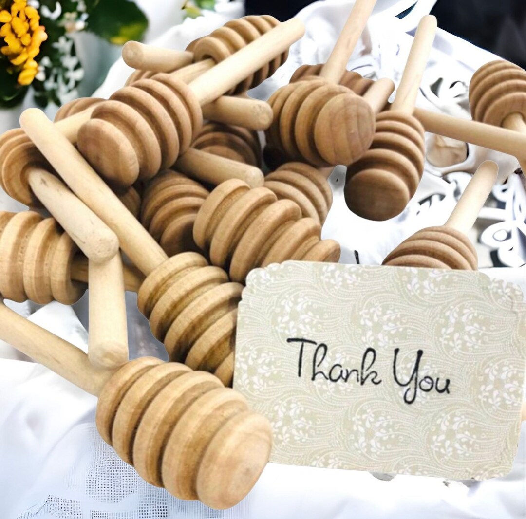 QTY 25 4 Wood Honey Dippers, Wedding Honey Dippers, Mini Honey Dipper