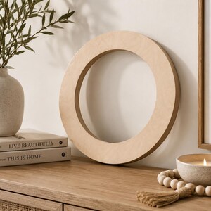 Custom Wood Ring Shape DIY Circles Frame Round Picture Frame Door Wreath Wood Craft Shapes Craft Ring DIY Frame Circle Ring 1/2 Inch Thick image 2