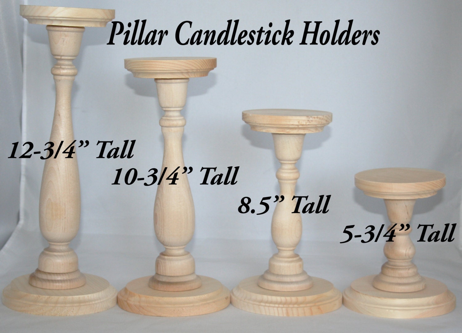 Wood pillar candlestick holders etsy
