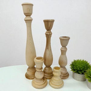 5er Set rustikale Kegelkerzenhalter Naturholz-Kerzenständer für Hochzeitskerzenhalter und Herzstückdekor