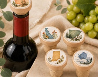 USA State Wine Stoppers State Bottle Stopper Texas California Florida New York Wedding Favor Wine Gift Custom Vino Gift Handmade Cork Gift