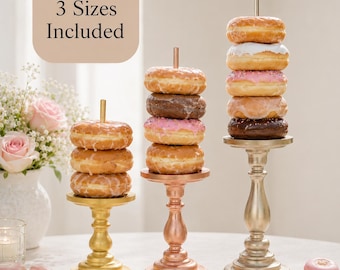 Mini Donut Holder Display Dessert Table Party Decoration Wedding Setup Food Station Breakfast Bar Serving Piece Party Decor Rustic Set of 3