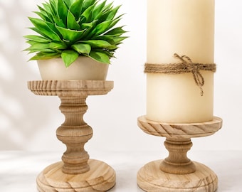 Ensemble de bougeoirs en bois rustique pour cheminée de ferme, décoration de cheminée en bois brut pour décoration de bricolage, centres de table de mariage
