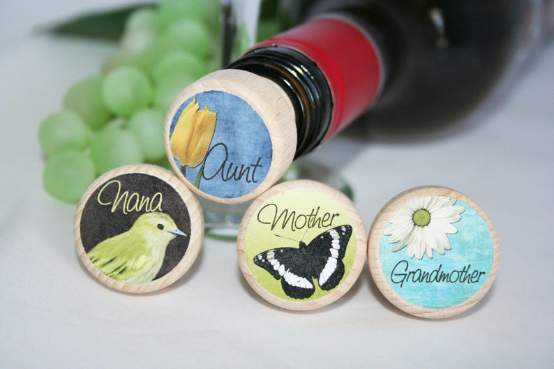 QTY 1 Mother, Aunt, Nana, God Mother Wine Stoppers, Family Gift, Mothers Day Gift, Wine Lover, Cork Stopper, Wedding Gift, Aunt Gift image 1