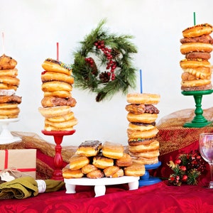 QTY 1 Christmas Themed Donut Stands, Wedding Doughnut Stands, Doughnut Holder, Donut Stand, Doughnut Party, Doughnut Wall, Donut Platter image 1