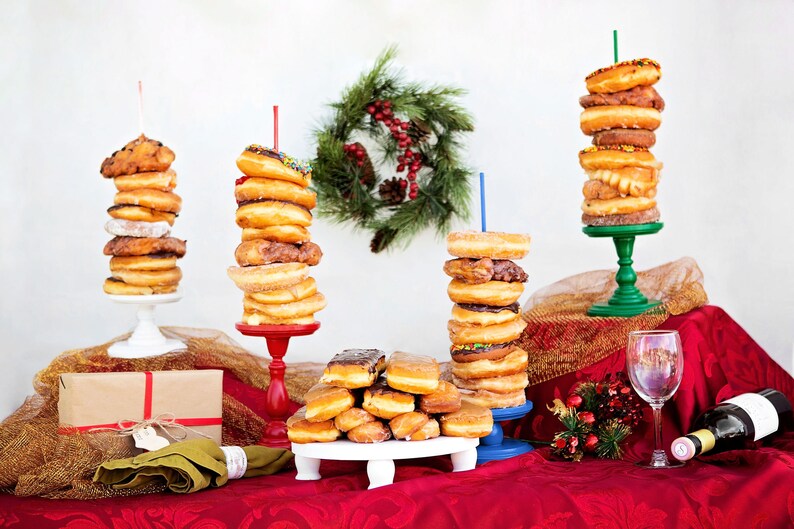 QTY 1 Christmas Themed Donut Stands, Wedding Doughnut Stands, Doughnut Holder, Donut Stand, Doughnut Party, Doughnut Wall, Donut Platter image 1