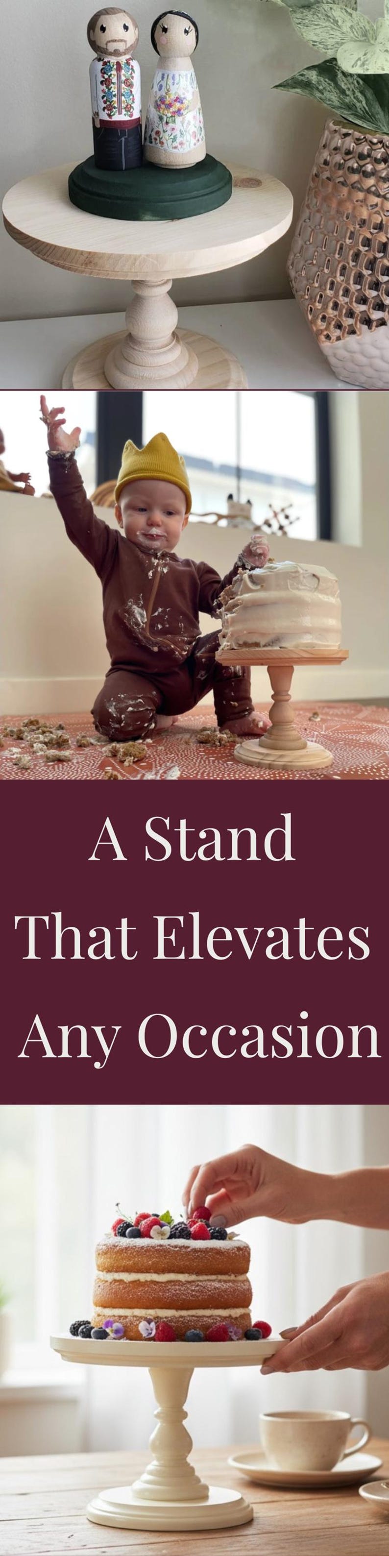 Small Cake Stand One Year Old Pics Cake Smash Birthday Party Cake Stand Modern Farmhouse Riser Home Decor Rustic Wooden Cake Stand for Baby image 20