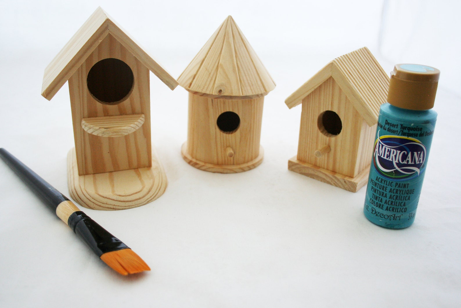 Mini wooden bird houses