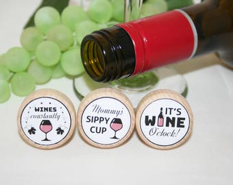 QTY 1- Wine Stoppers, Girly Wine Stoppers, Bridesmaid Wine Stoppers, Wedding Wine Stoppers, 15 Fun Wine Images, Party Favor Wine Cork