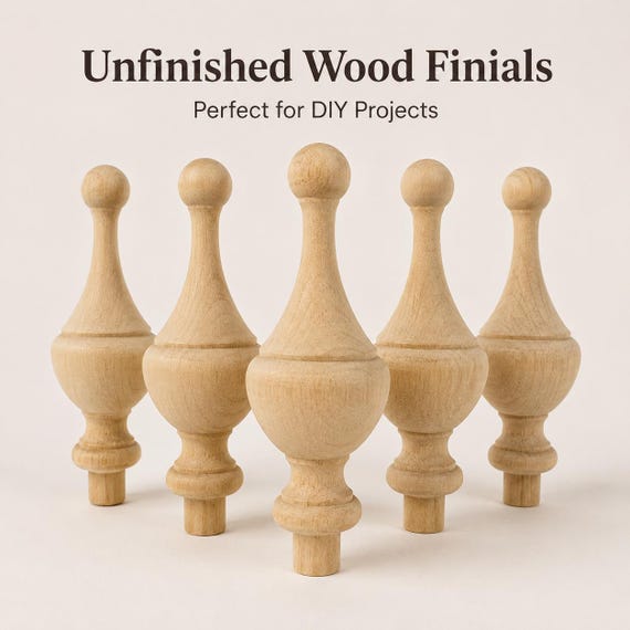 Unfinished Maple Finial Wood Craft Supply Kit Furniture Curtain Treatment Rod End Chair Large Bedpost Topper Decoration Jar Top Home Accent
