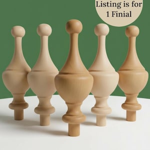 Unfinished Maple Finial Wood Craft Supply Kit Furniture Curtain Treatment Rod End Chair Large Bedpost Topper Decoration Jar Top Home Accent image 2