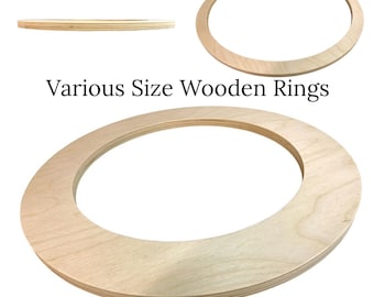 QTY 1- Various Sized Wood Rings 1/4" Thick, Wood Ring Shape, Circle Frame, Round Picture Frame, Door Wreath, Wood Craft Shapes, DIY Crafts