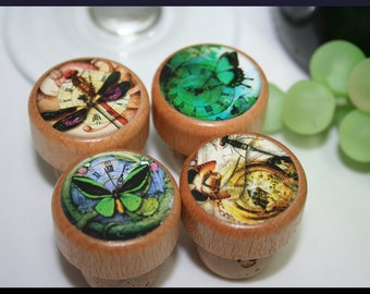 QTY 1- Wine Stoppers Dragonflies and Butterflies Steam Punk Wine Stoppers, Over 40 Wine Stopper Designs, Friend Gift, Wedding Favor, Cork