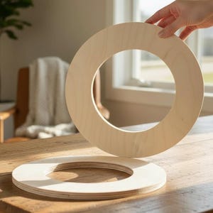 Custom Wood Ring Shape DIY Circles Frame Round Picture Frame Door Wreath Wood Craft Shapes Craft Ring DIY Frame Circle Ring 1/2 Inch Thick image 13