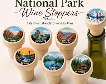 National Park Wine Stopper State Shaped Cork Bottle Topper Gift Wine Enthusiast Present Idea Mountain Design Handmade Cork Stopper Reusable