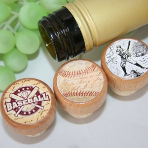 QTY 1 Baseball Wine Stopper, Vintage Baseball Wine Stopper, Cork Stopper, Old Baseball Stopper, Fathers Day Male Gift, Baseball Lover Gift image 5