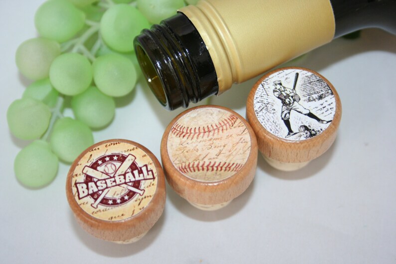 QTY 1 Baseball Wine Stopper, Vintage Baseball Wine Stopper, Cork Stopper, Old Baseball Stopper, Fathers Day Male Gift, Baseball Lover Gift image 5