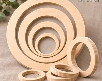 Wooden Wreath Form Craft Supplies Small Wood Ring Wreath Cutout Large Wood Ring Baltic Birch Circle Blank Round Picture Frame Diy 1/2" Thick