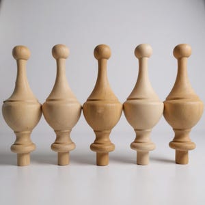 Unfinished Maple Finial Wood Craft Supply Kit Furniture Curtain Treatment Rod End Chair Large Bedpost Topper Decoration Jar Top Home Accent