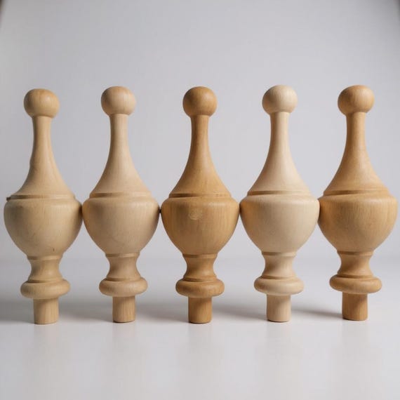 Unfinished Maple Finial Wood Craft Supply Kit Furniture Curtain Treatment Rod End Chair Large Bedpost Topper Decoration Jar Top Home Accent