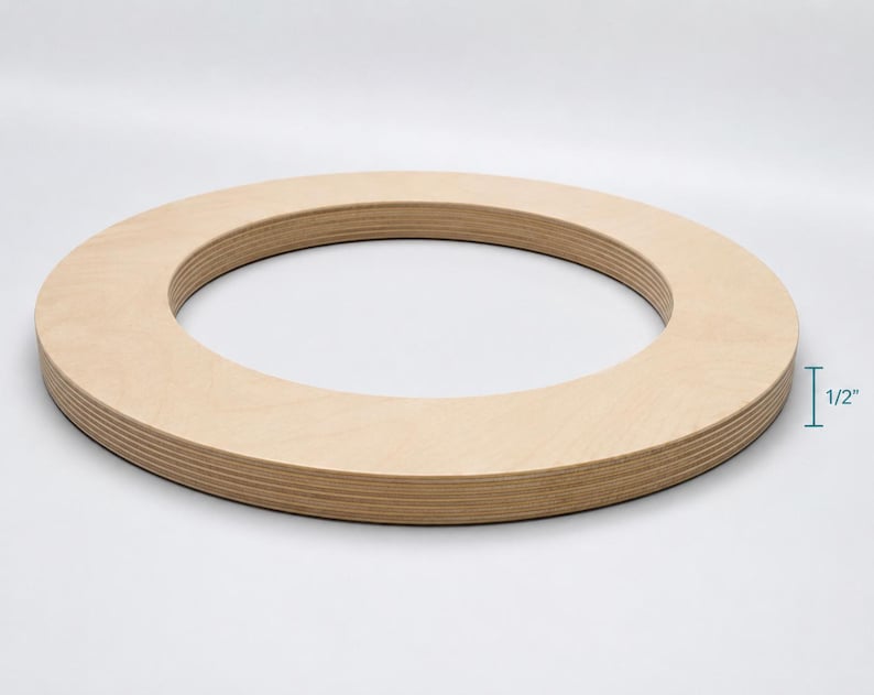Custom Wood Ring Shape DIY Circles Frame Round Picture Frame Door Wreath Wood Craft Shapes Craft Ring DIY Frame Circle Ring 1/2 Inch Thick image 3